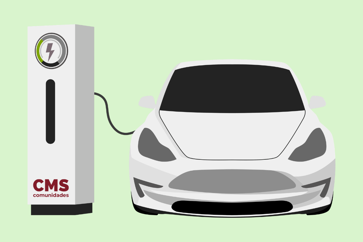 cargador eléctrico en un garaje comunitario